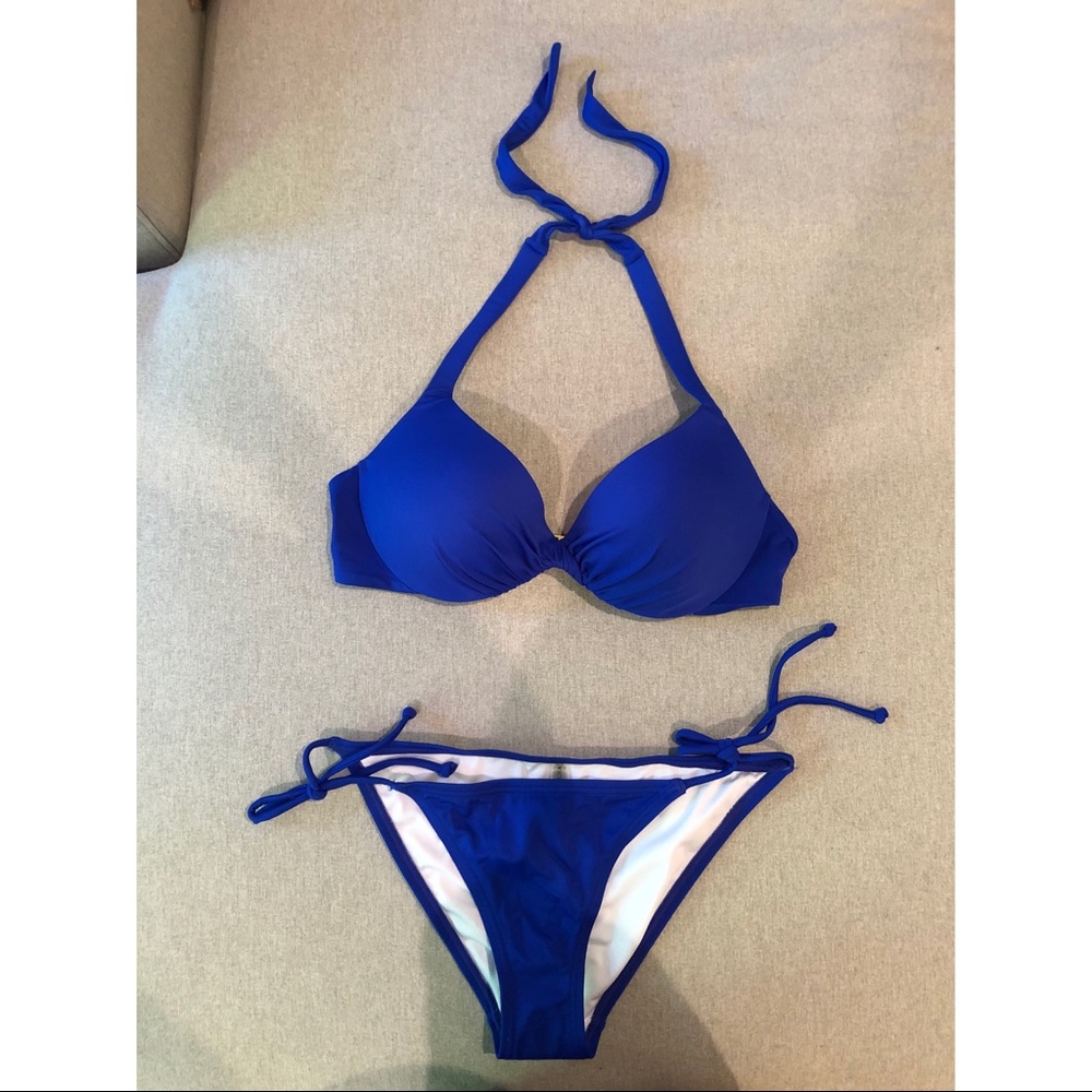Blue Victoria’s Secret Halter Tie Bikini